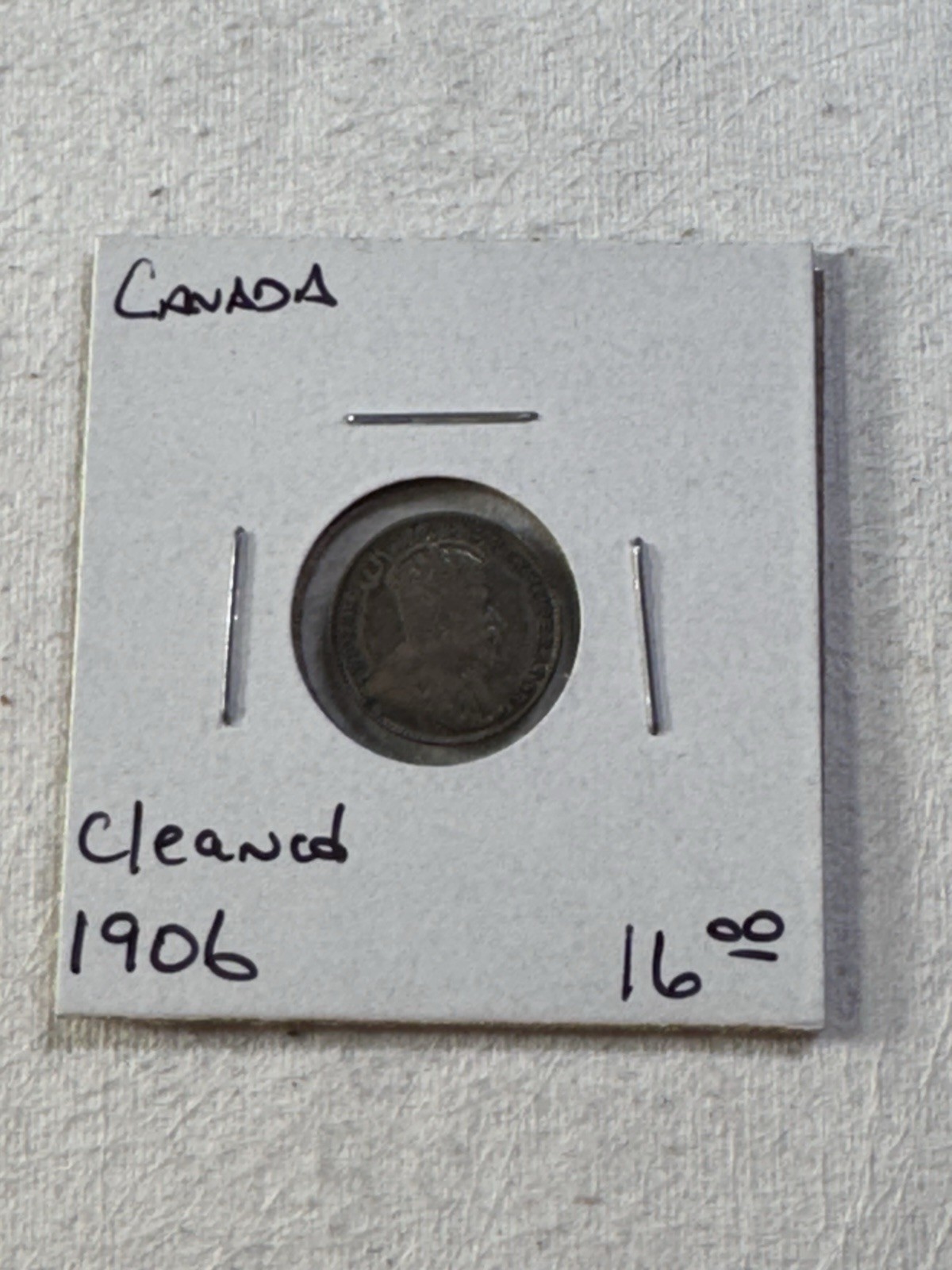 1906 Canada 5 Cents Small Silver Coin Cleaned