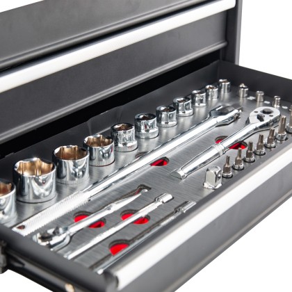 Bikemaster 3 Drawer Toolbox With 129 Piece Tool Set 510002