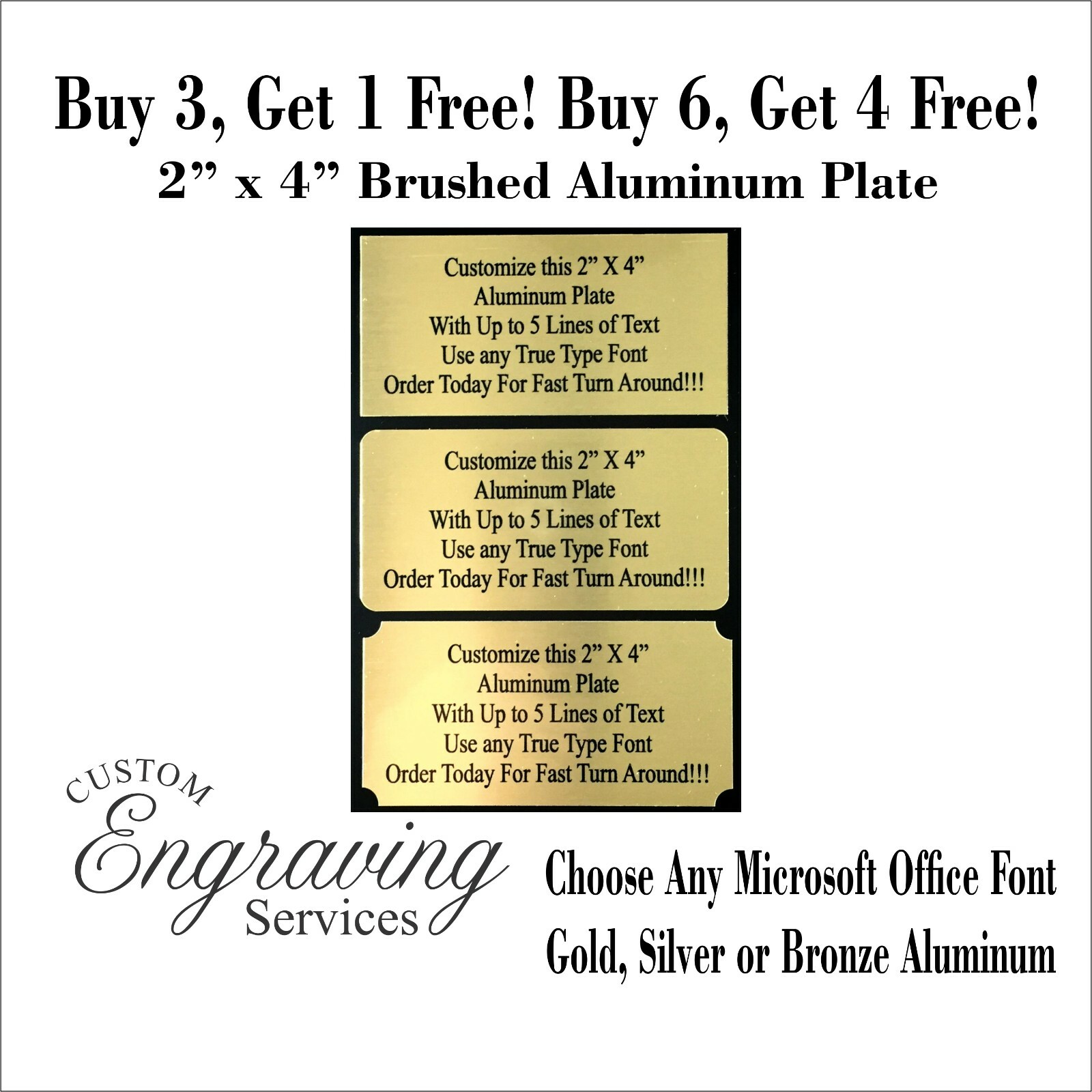2X4 Custom Engraved Sublimation Aluminum Plate Picture Plaque Name Tag Trophy