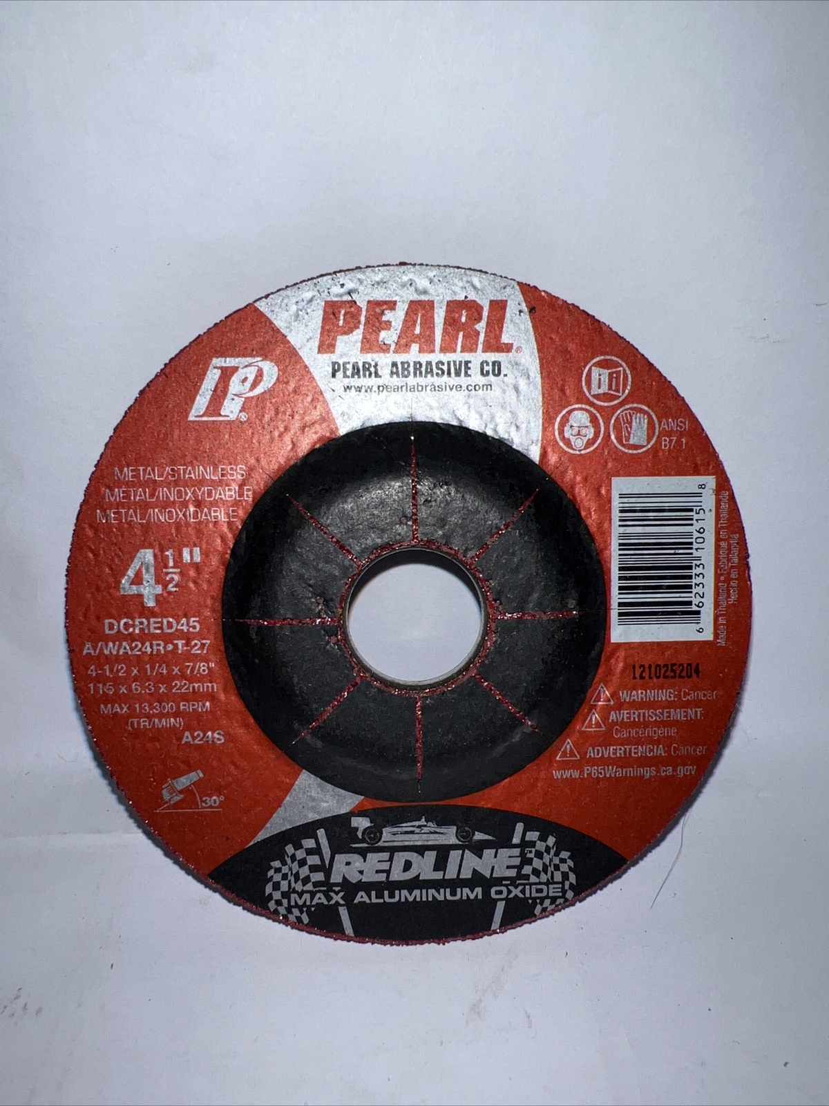 Pearl Redline DCRED45 4-1/2 x 1/4 x 7/8 Grinding Wheels Box Of 25
