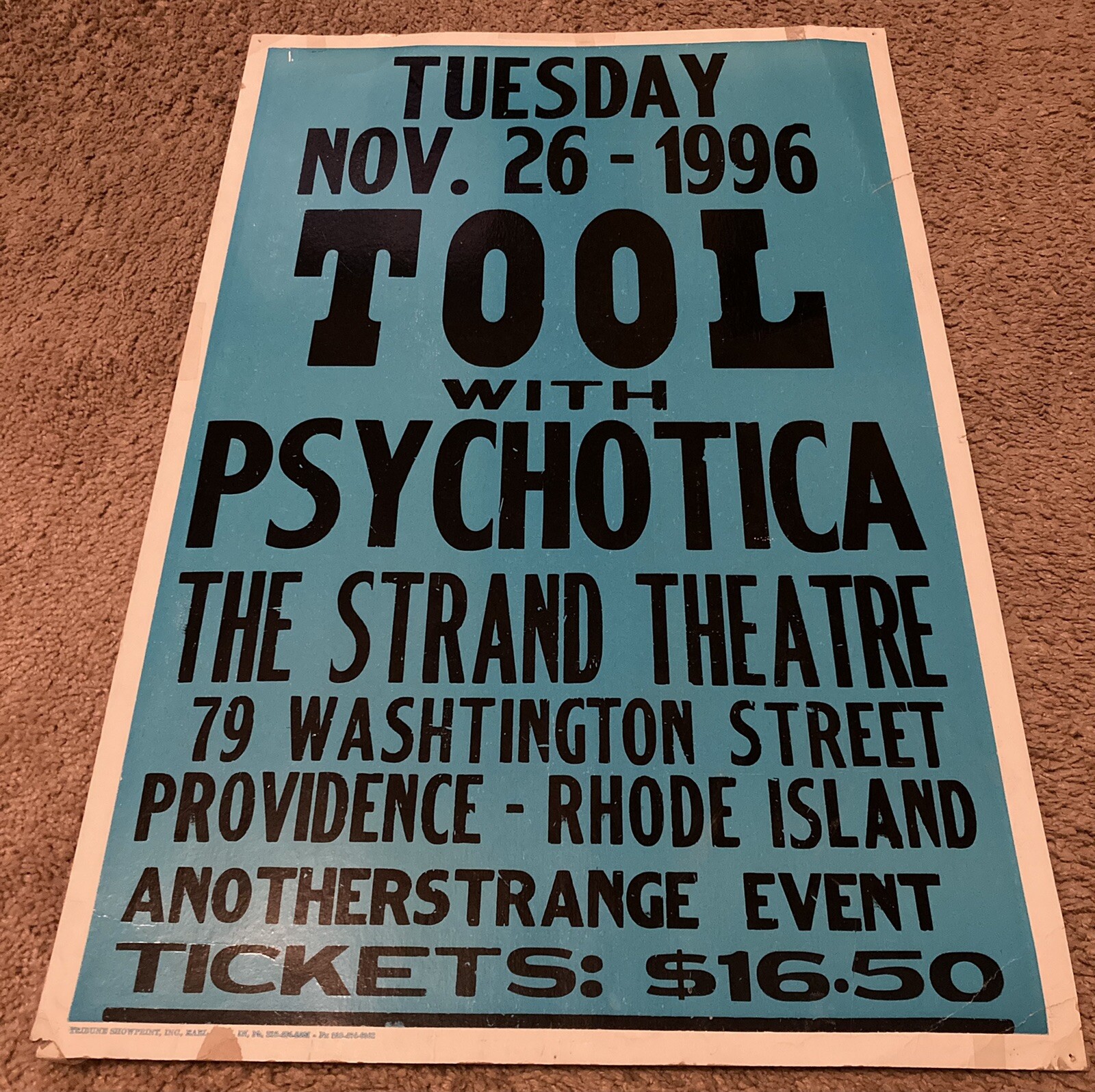 Rare TOOL band concert poster Providence The Strand 1996 Ænima Aenima