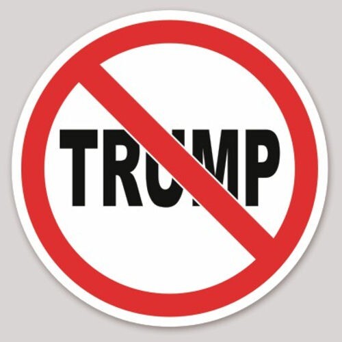 4x4 Inch Round Red X Anti Donald Trump President Against Circle Vinyl Sticker