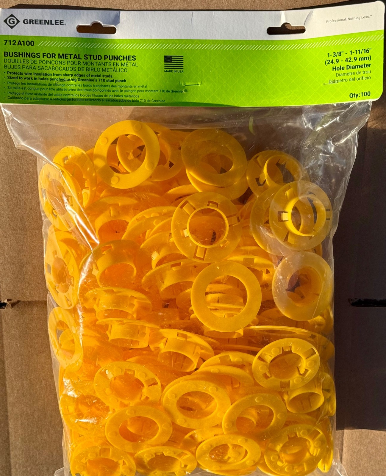Greenlee 712A100 Bushings for Metal Stud Punches 1-3/8 to 1-11/16 quanity 100