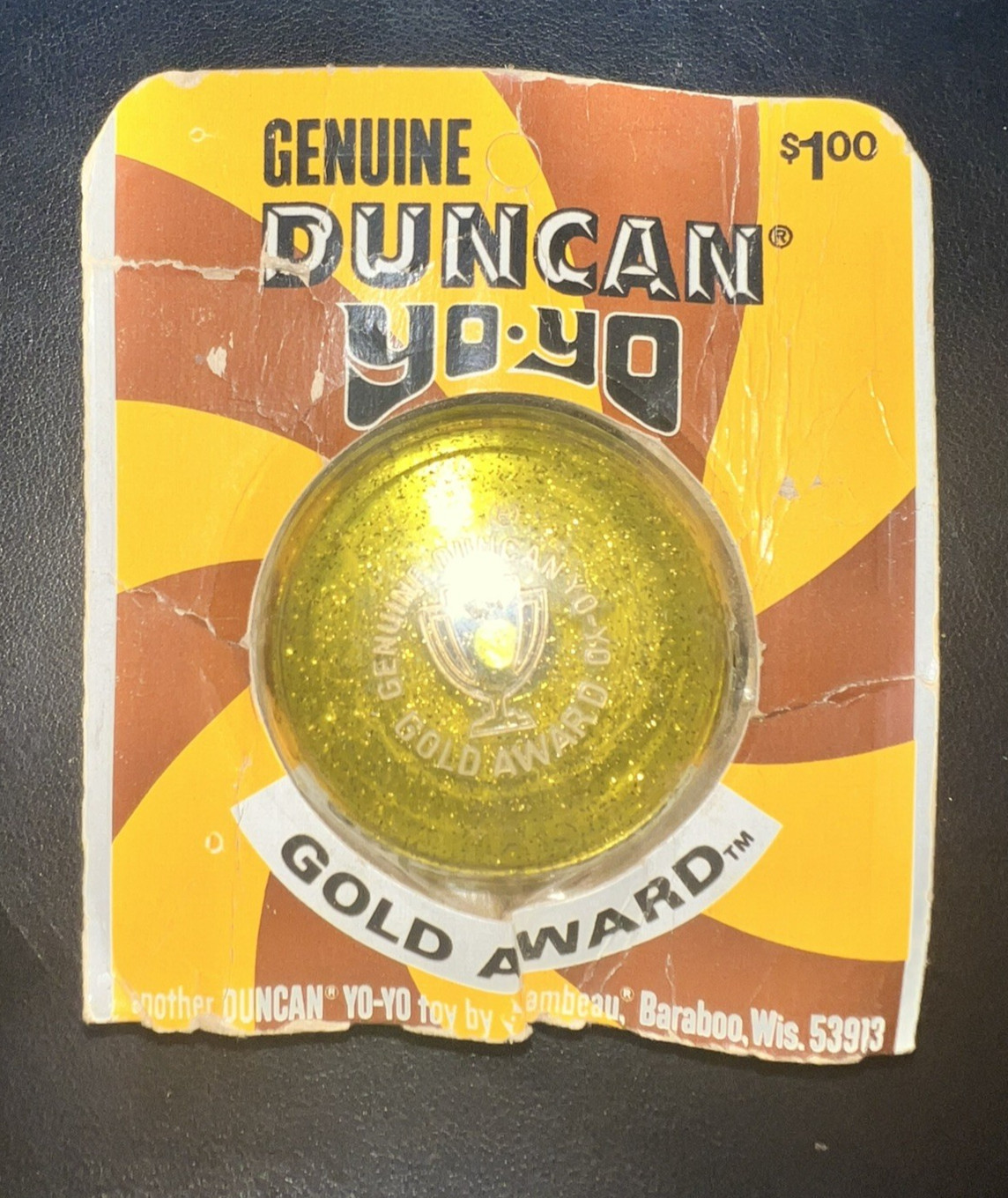 ✨VINTAGE✨ Mint 1971 Genuine Duncan GOLD AWARD Yo-Yo Glittery Gold-yellow NOS