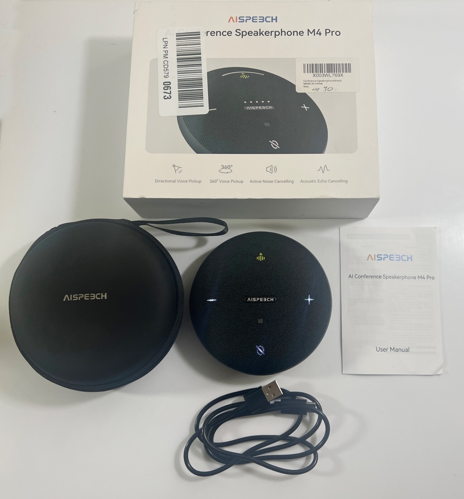 AISPEECH M4 Pro Speakerphone Conference Microphone with Directional Voice Pi