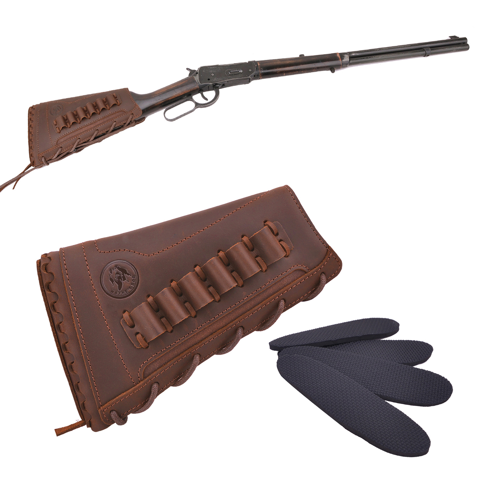 WAYNE'S DOG Leather Gun Buttstock Gun Butt Cover Sleeve Cuff .22 .357 .308 12GA