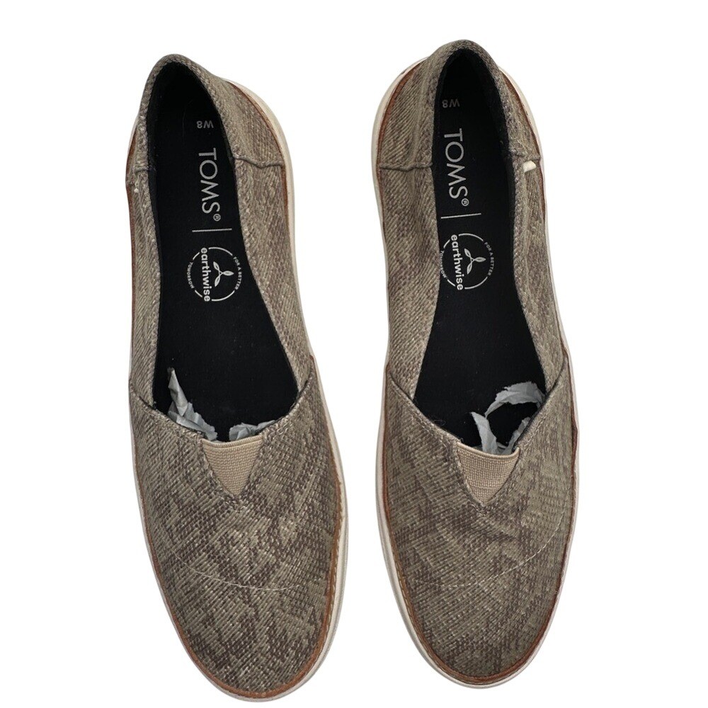 TOMS Earthwise Slip On Shoes Snake Print Casual Comfort Women's Size 8