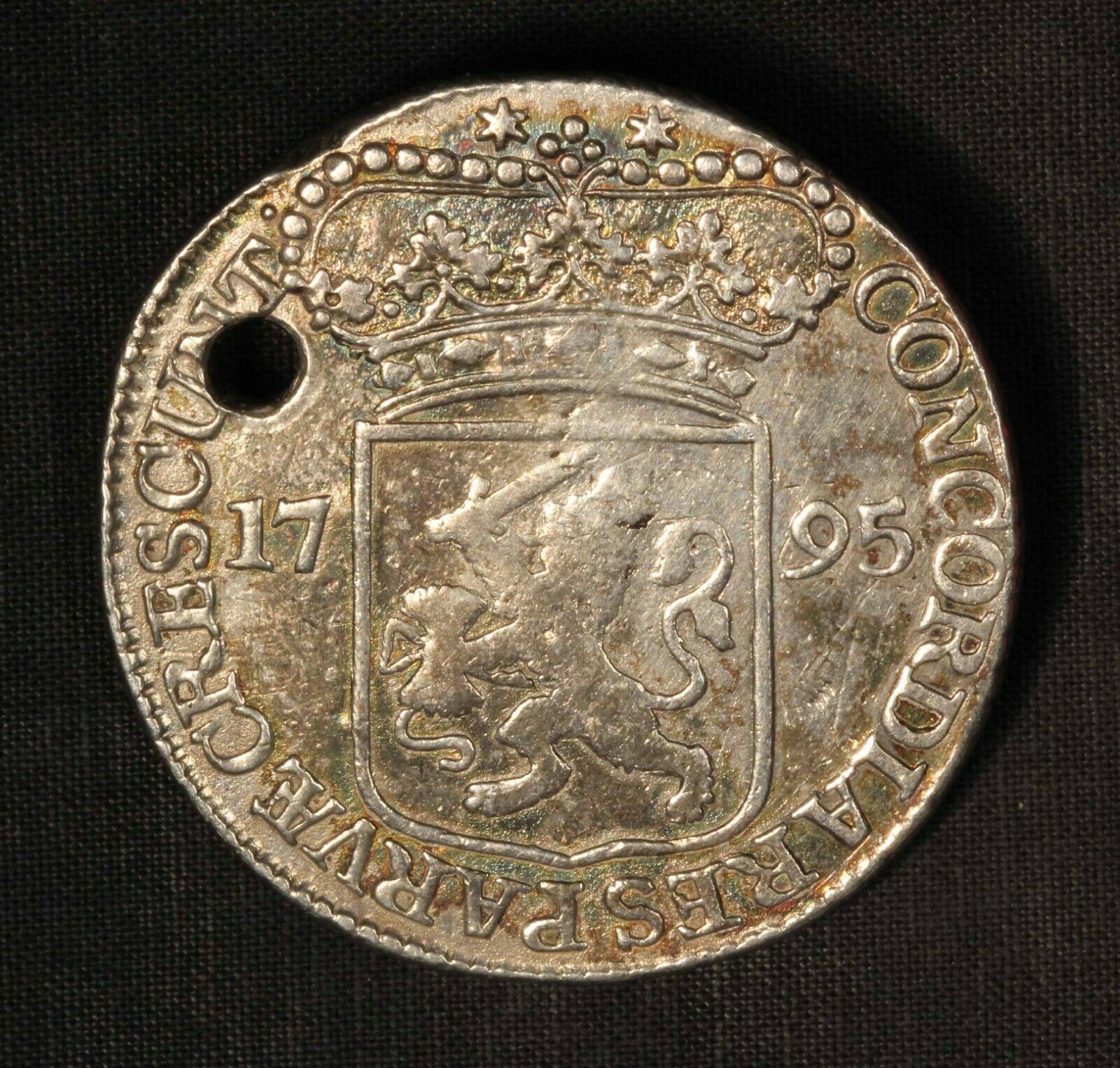 1795 Netherlands 2-1/2 Gulden Silver Concordia as Pin Impaired - Free Ship US