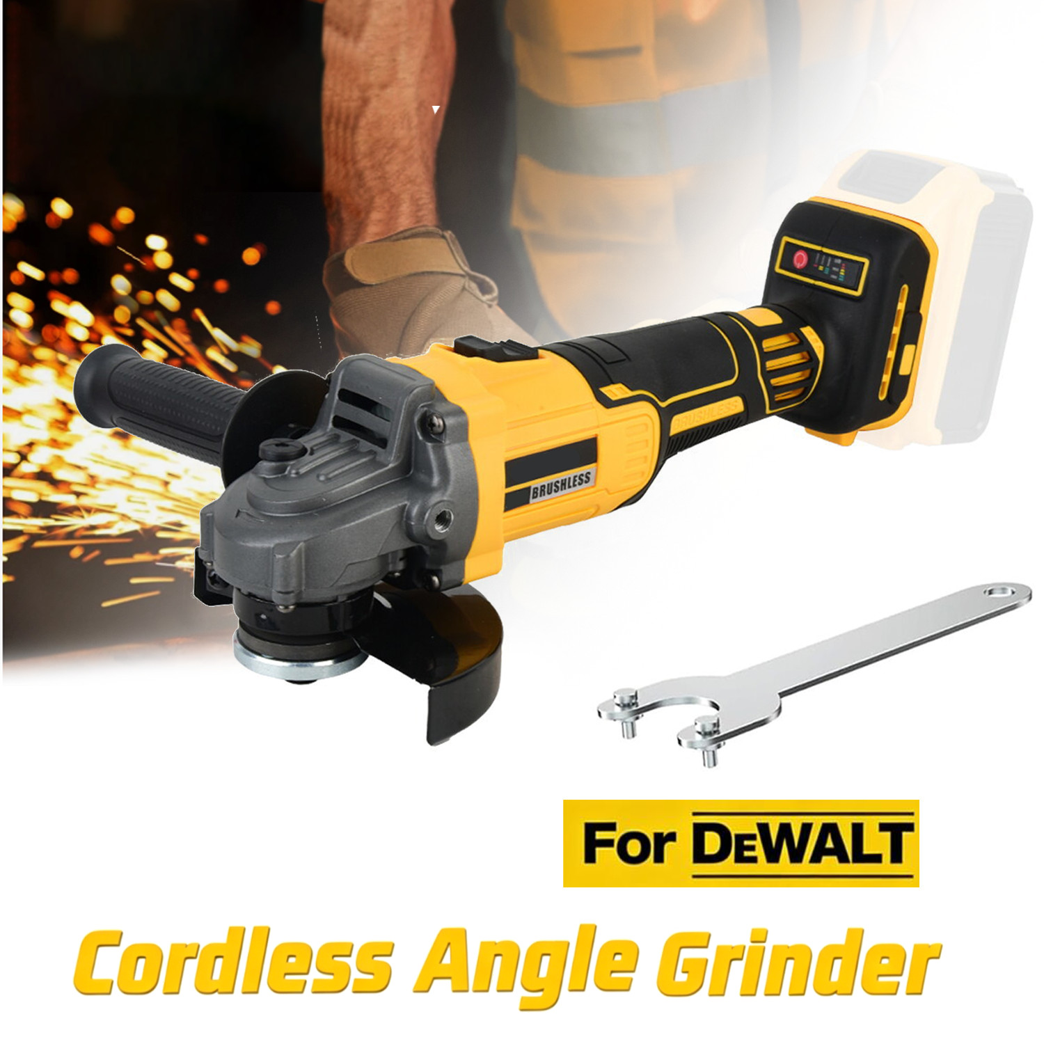 Cordless Angle Grinder for Dewalt 20V Battery 4-1/5in Brushless 9000RPM Tool