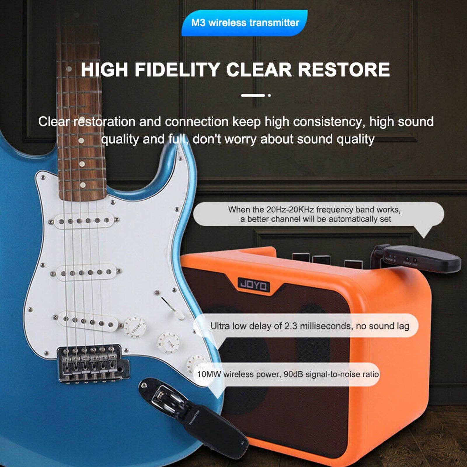 2Pcs M3 Model Digital Wireless Transmitter+Receiver For Electric Guitar Bass