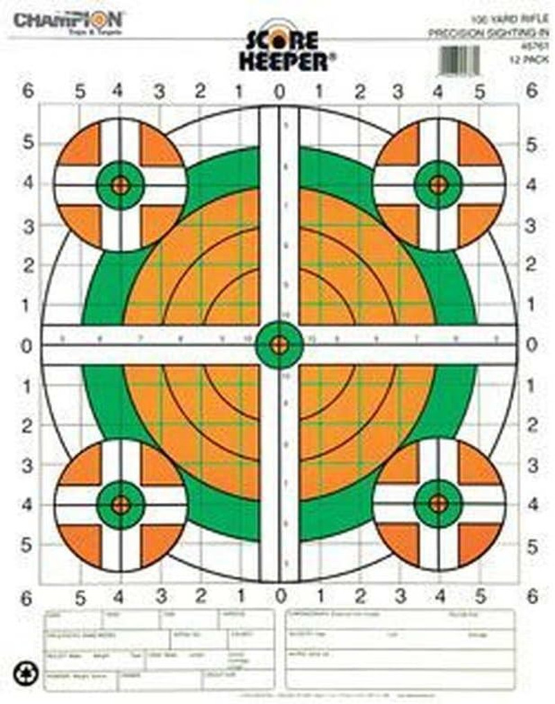 Range and Target Score Keeper Fluorescent Orange Bull 100-Yard Sight-In Rifle Ta