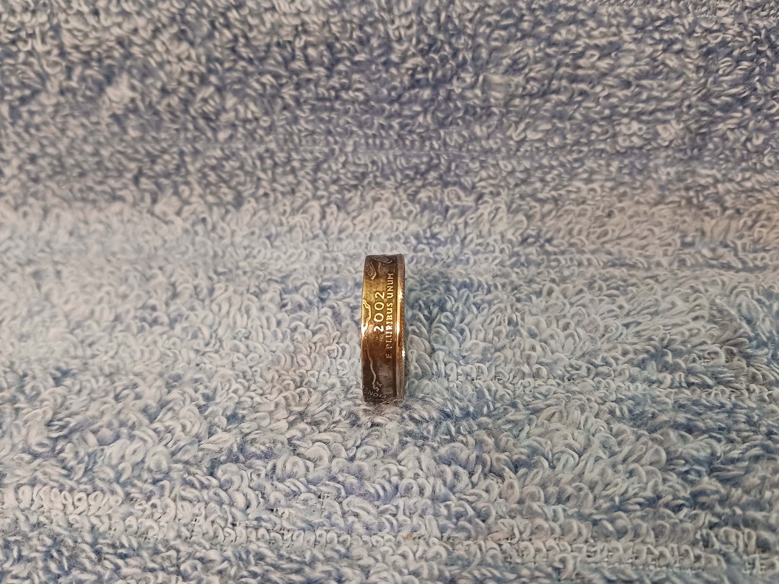 Ohio Handcrafted Washington Quarters coin ring, size 10 2002