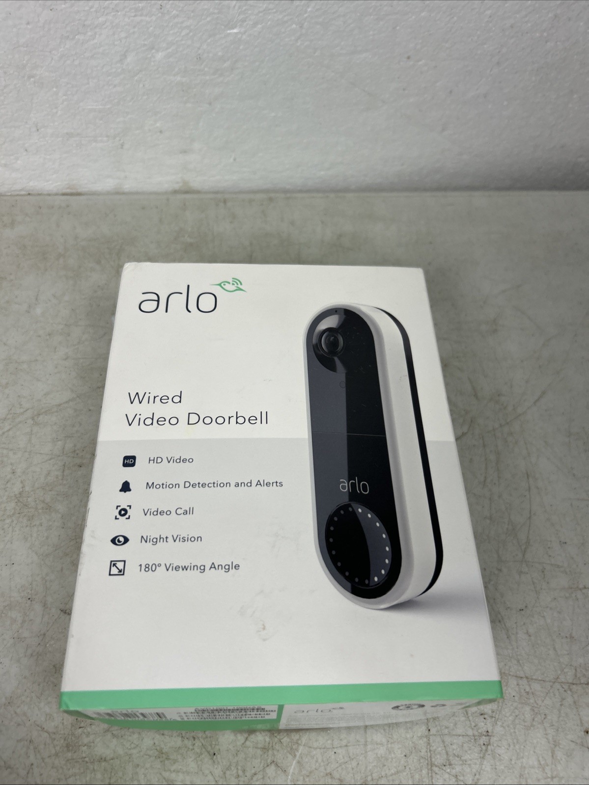 NEW White Arlo Essential Wired Video Doorbell - HD Video, 180° View  AVD1001-100