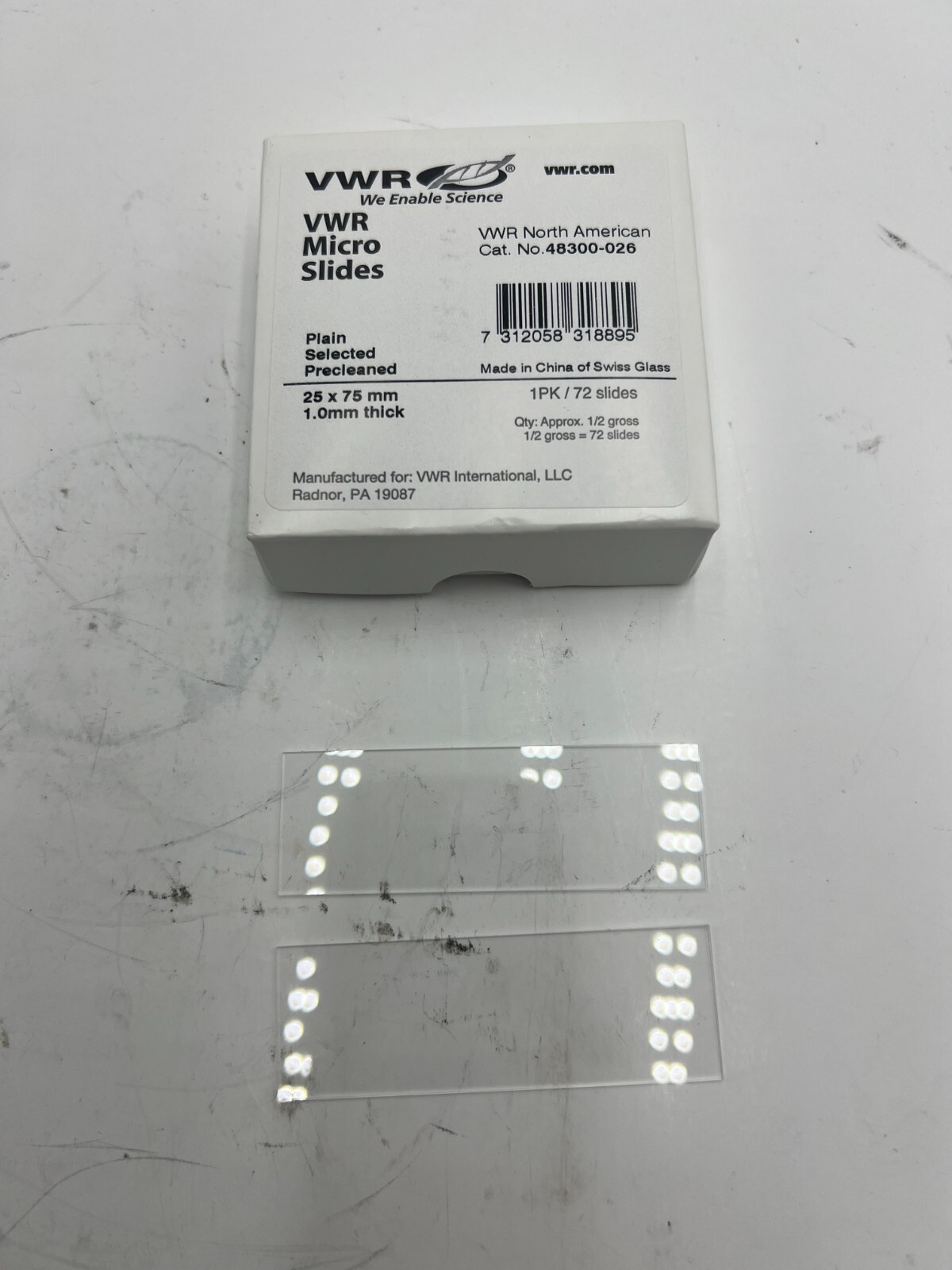 (3 Boxes of 72) VWR Micro Slides 48300-026, Plain 25x75mm, 1.0mm Thick Selected