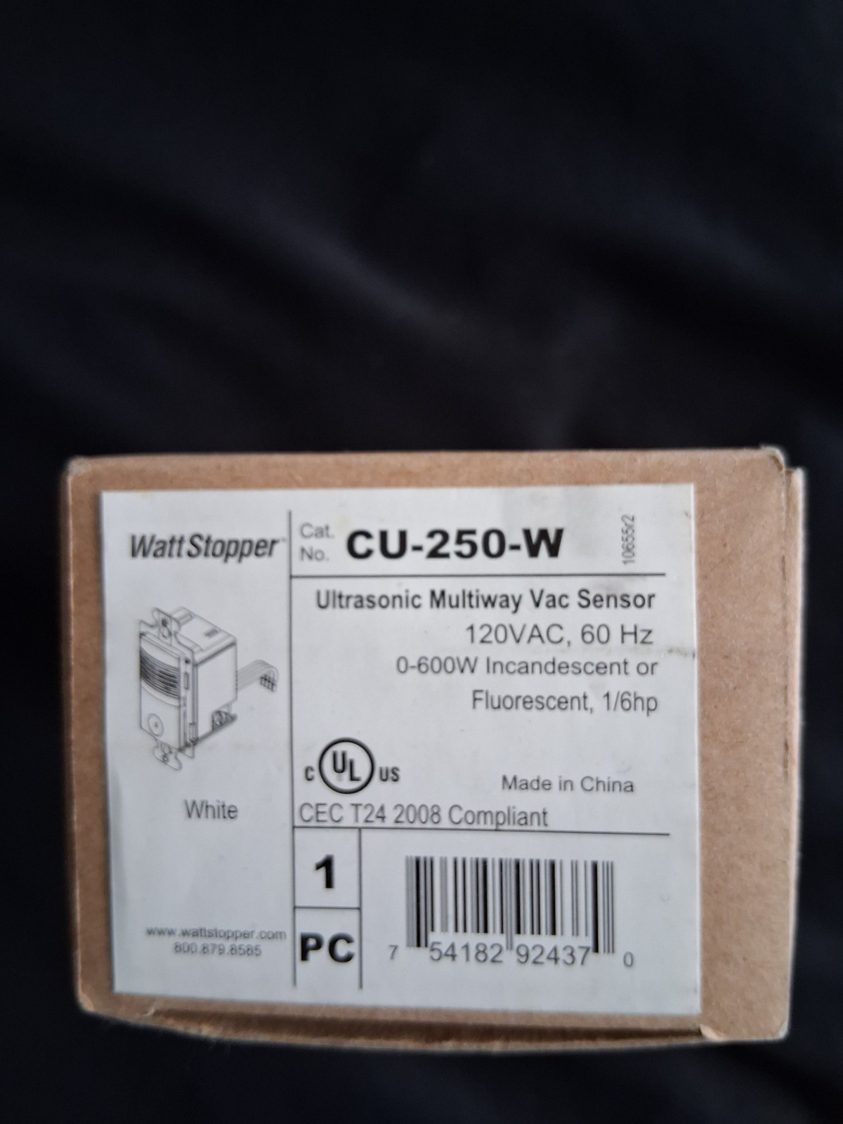 WattStopper CU-250-W ULTRASONIC MULTI-WAY VAC SENSOR / GAR262, FREE SHIPPING