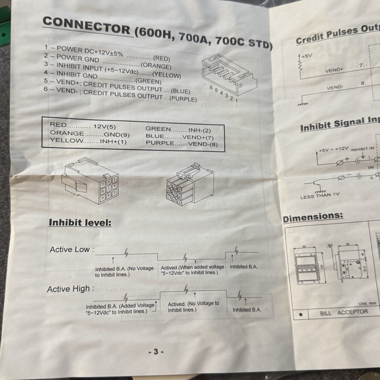 GAMEMAX BL-600H-US2 Bill Acceptor Validator NIB Includes Instruction Sheet