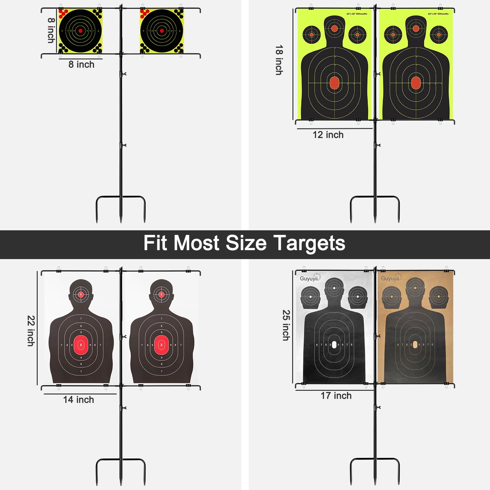 Adjustable Target Stand – 3/5-Section Iron Paper Target Stand for Indoor/Outd...