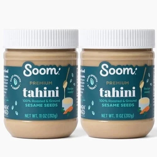Soom Foods Single-Source Pure Ground Sesame Tahini Paste 11oz (2 Pack) | Silky