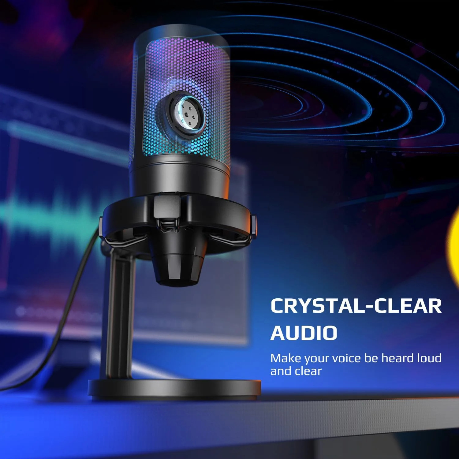 Gaming Streaming USB Condenser Microphone Computer, Console, PS5 Plug-and-Play