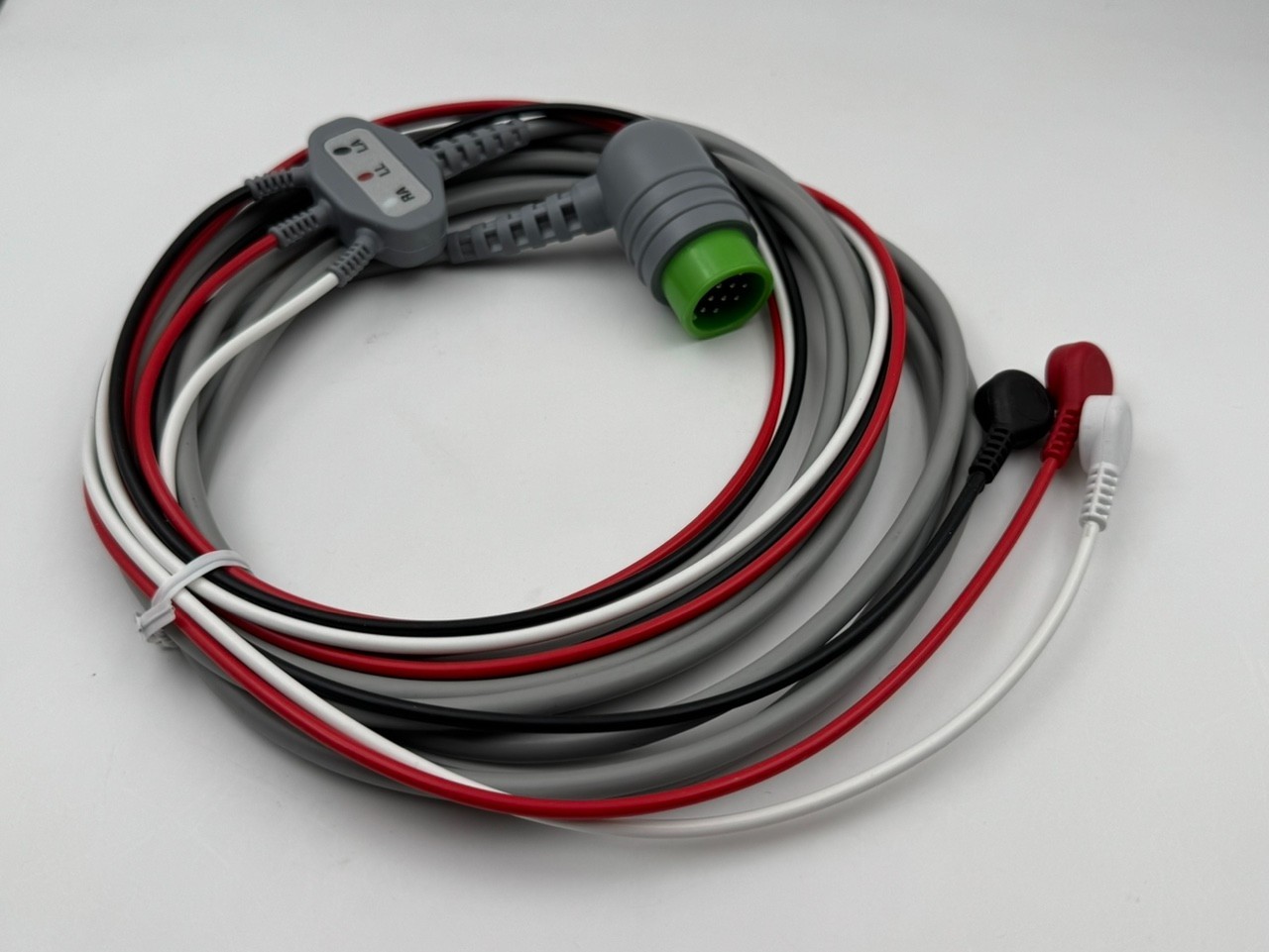 Compatible 3-lead One-Piece ECG Cable with Snap end AHA