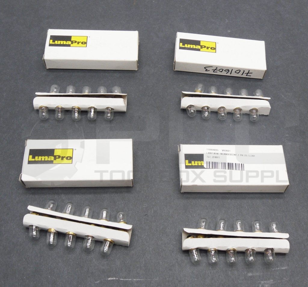 LOT OF 4 BOXES OF 10 NEW LUMARPO 2FMP7 MINI LIGHT BULBS (40 TOTAL BULBS)