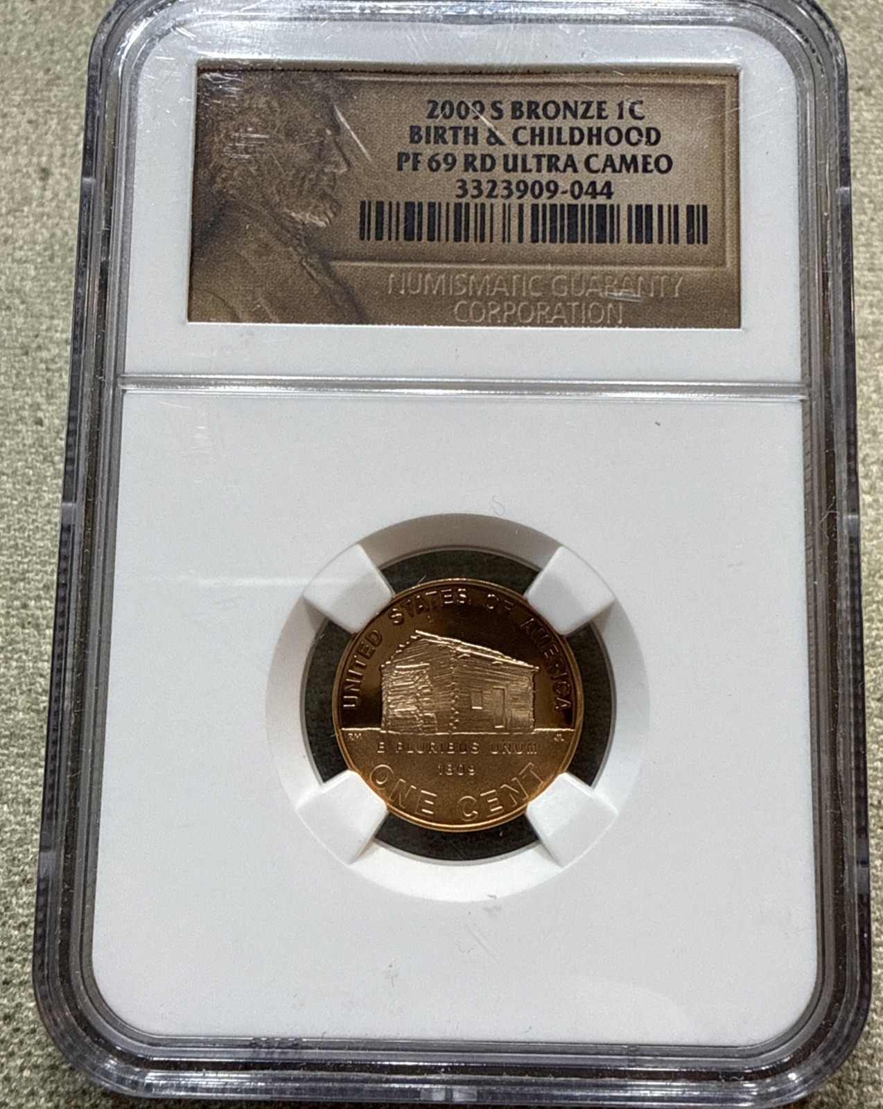 2009-S Bronze PF69 RD Ultra Cameo Lincoln Cent Birth & Childhood NGC