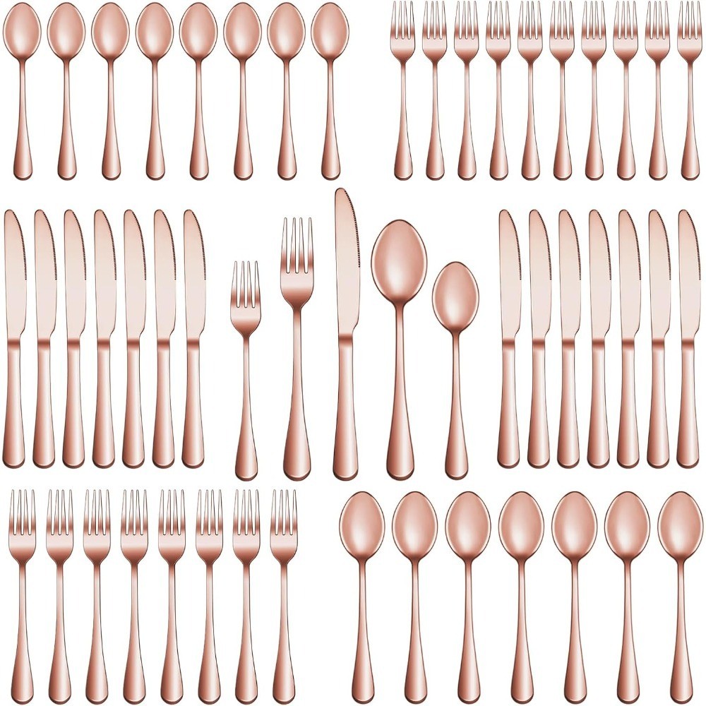 Rose Gold Silverware Set Service for 6, Stainless Steel Flatware Cutlery Set,