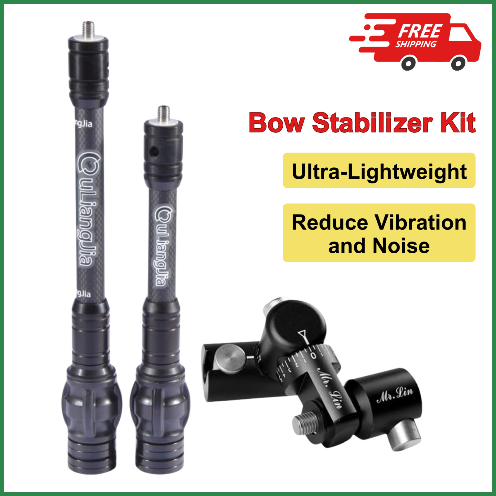 Archery Bow Stabilizer 10"&12" Compound Bow Single Side V-bar Bow Stabilizer Set