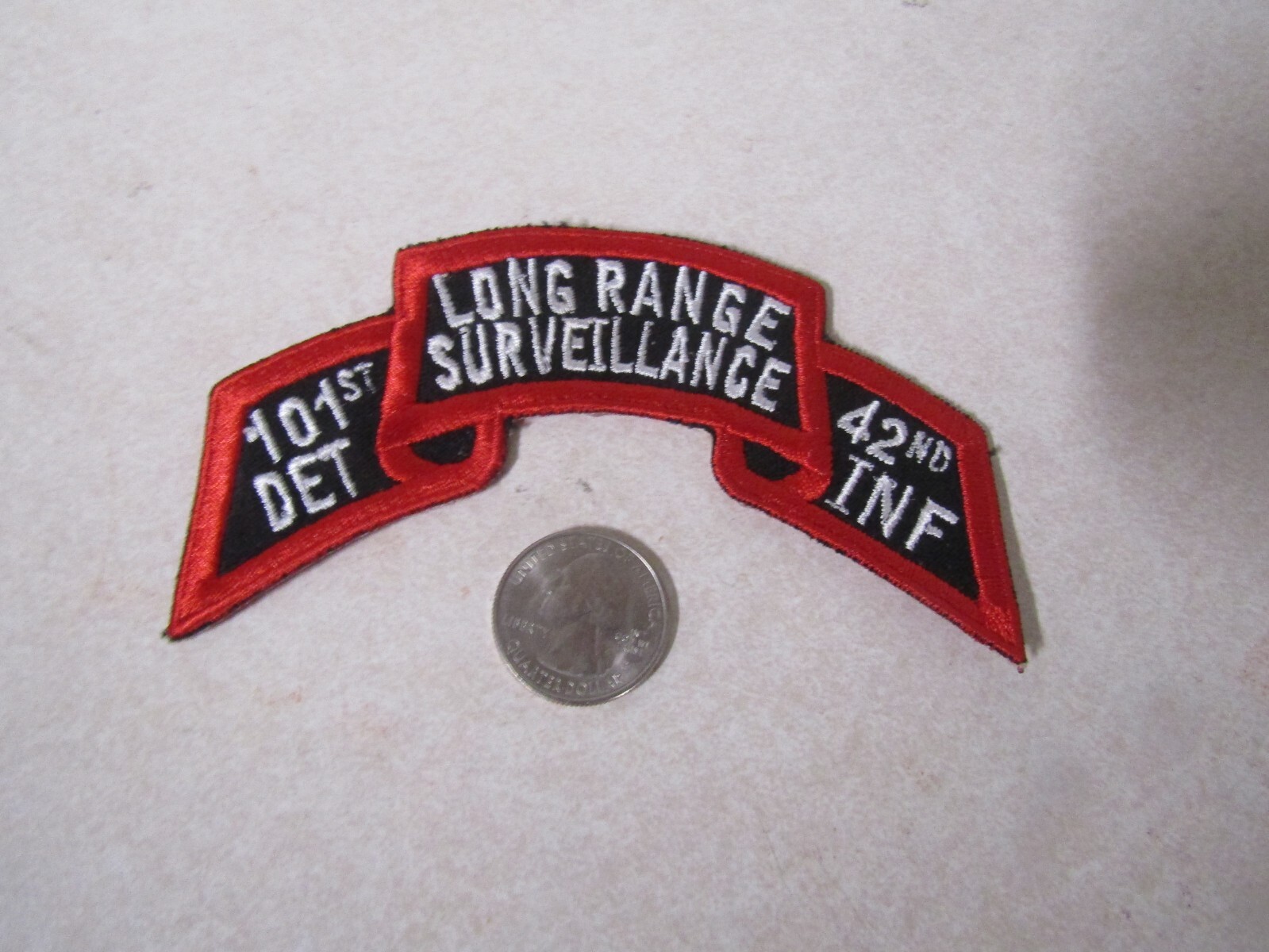 PATCH MILITARY OLDER TAB SCROLL SEW ON COLORED LONG RANGE SURVEILLANCE 42ND INF