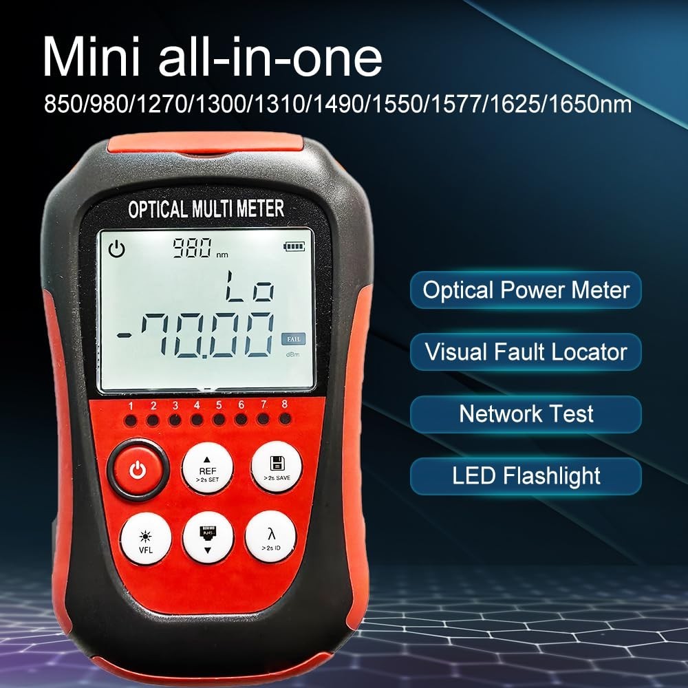 Integrated Optical Power Meter with VFL & RJ45 Functions - Lightweight & Precise