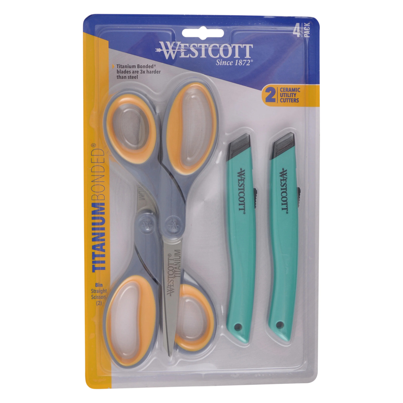Westcott 8" Titanium Bonded Ceramic Cutter Scissors 4-Pack for All-Purpose Use