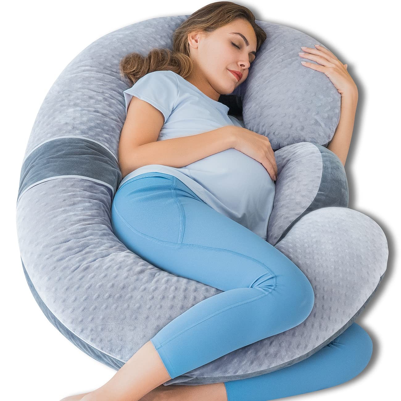 Pregnancy Pillows, E Shaped Full Body Pillow for Sleeping, with Pregnancy Wed...