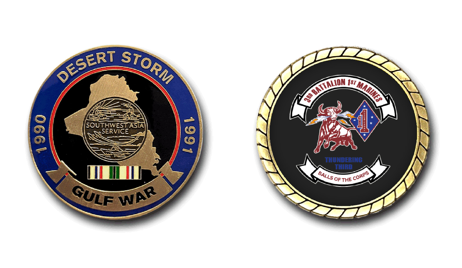 USMC 3rd Battalion, 1st Marines Desert Storm Challenge Coin Officially Licensed