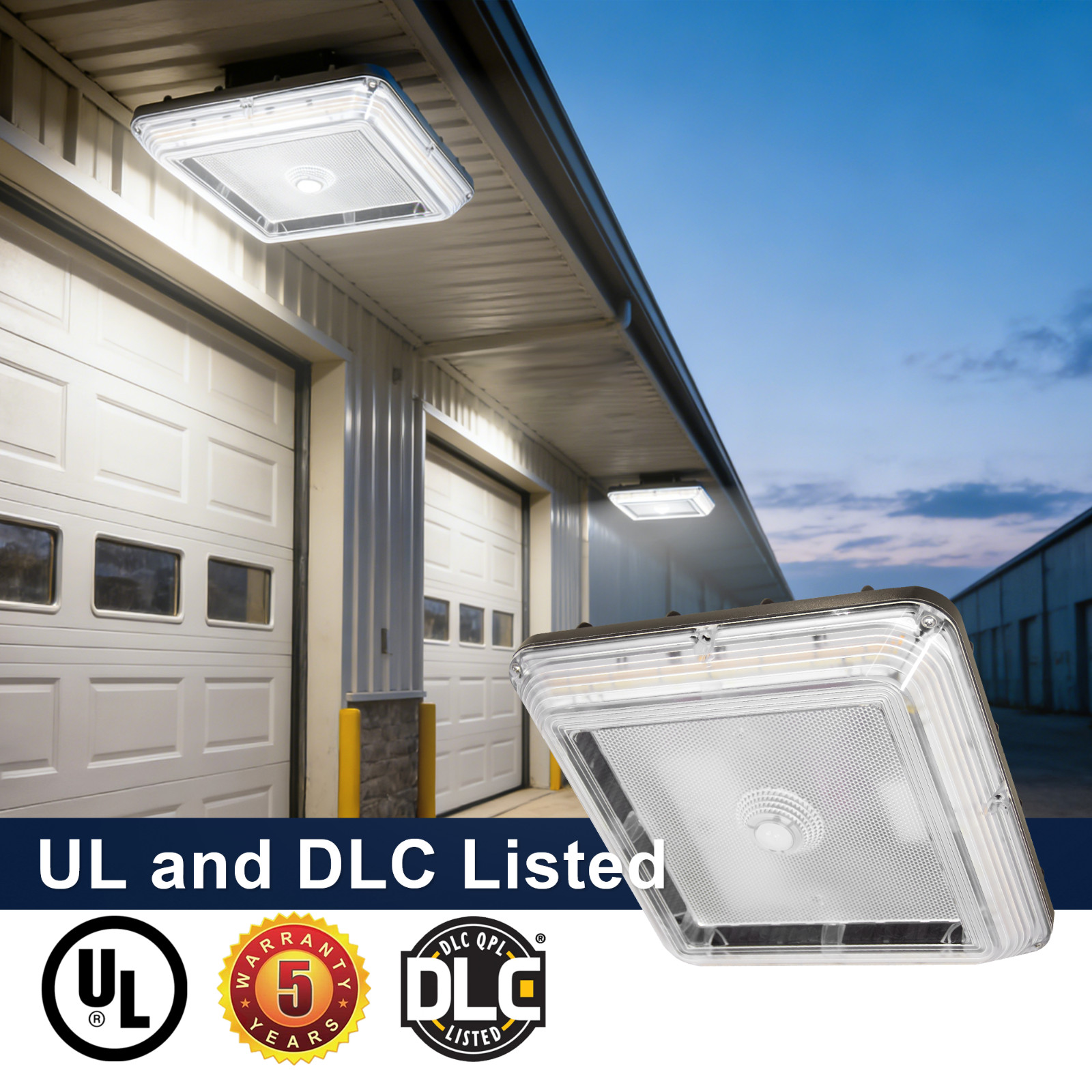 LED Canopy Light 60/80/100W, 3/4/5K Selectable, Carport Ceiling Light