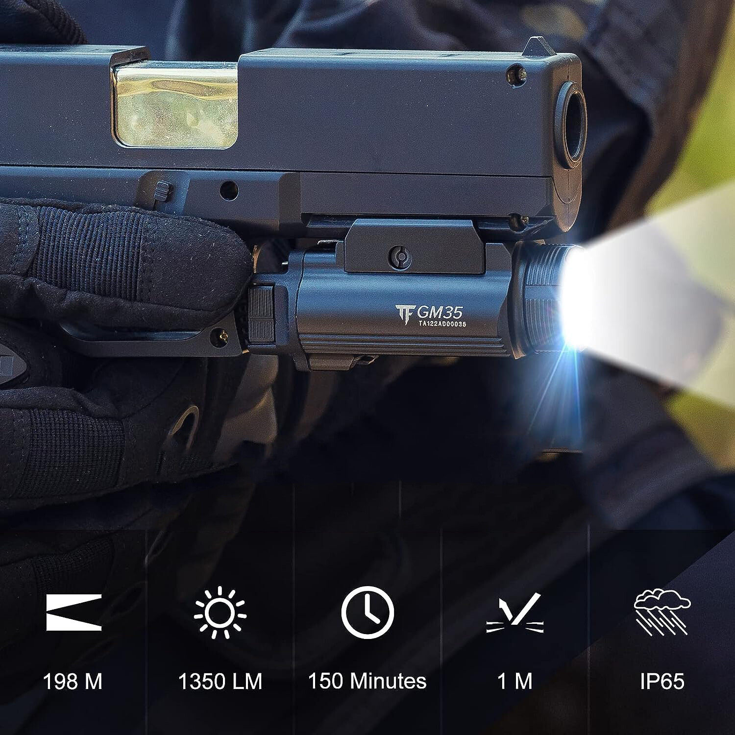 Trustfire GM35 1350 Lumen Bright LED Pistol Light Picatinny Rail Gun Flashlight