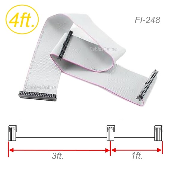 CablesOnline 48 inch 40-Pin IDE Dual Drive Flat Ribbon Cable, FI-248