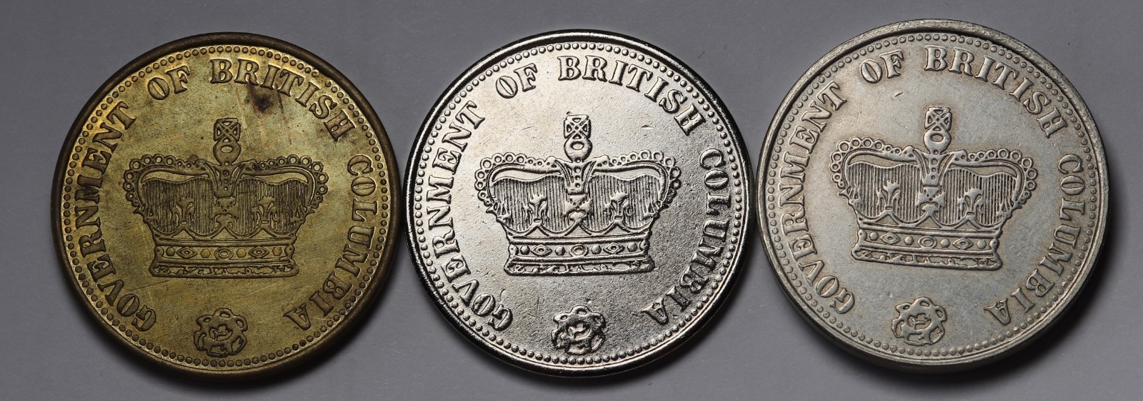 1862 Canada British Columbia $10 10 Dollars Modern Restrike Coins x3