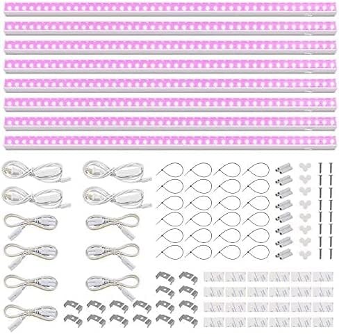 Barrina T5 Grow Lights, Full Spectrum, 2ft 80W (8 x 2FT-White Cover, Pink