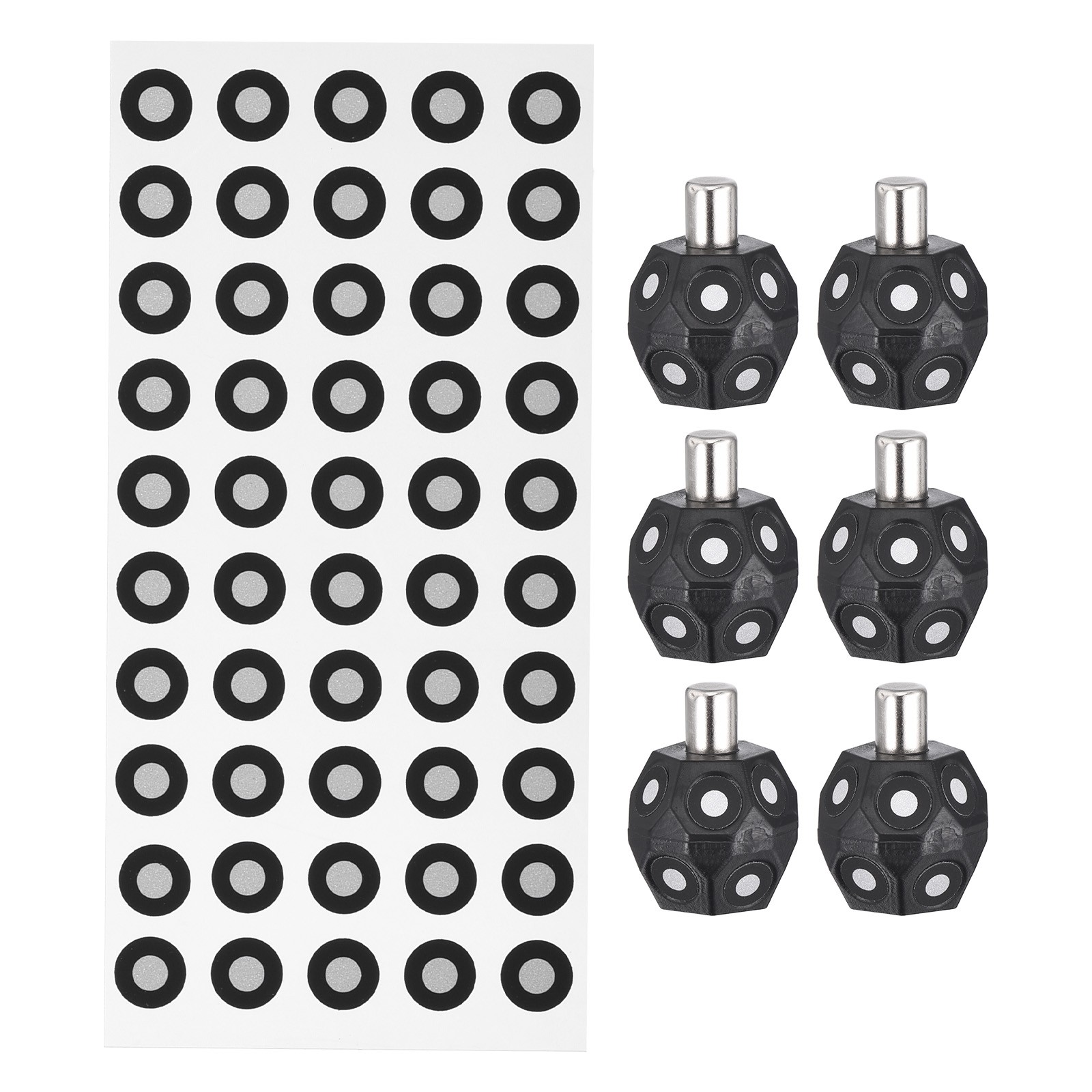 3D Scanning Markers Kit 6Pcs 3mm Hemispherical & 200Pcs 3mm Round PET+Plastic