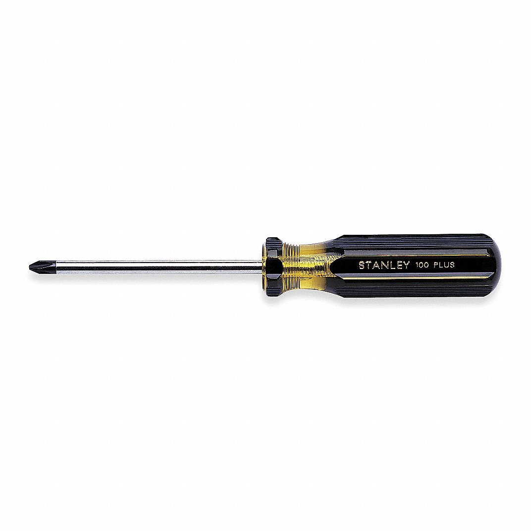 STANLEY Screwdriver, Tip Size #0, Phillips, Overall Length 5 1/8 in 64-100