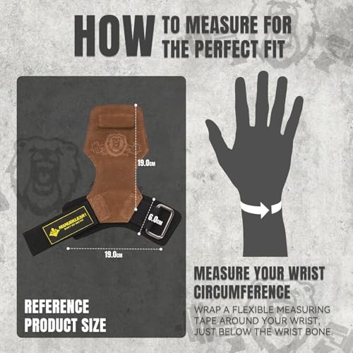 MANUEKLEAR Gym Straps Weight Lifting, Double Leather Lifting One Size - Brown