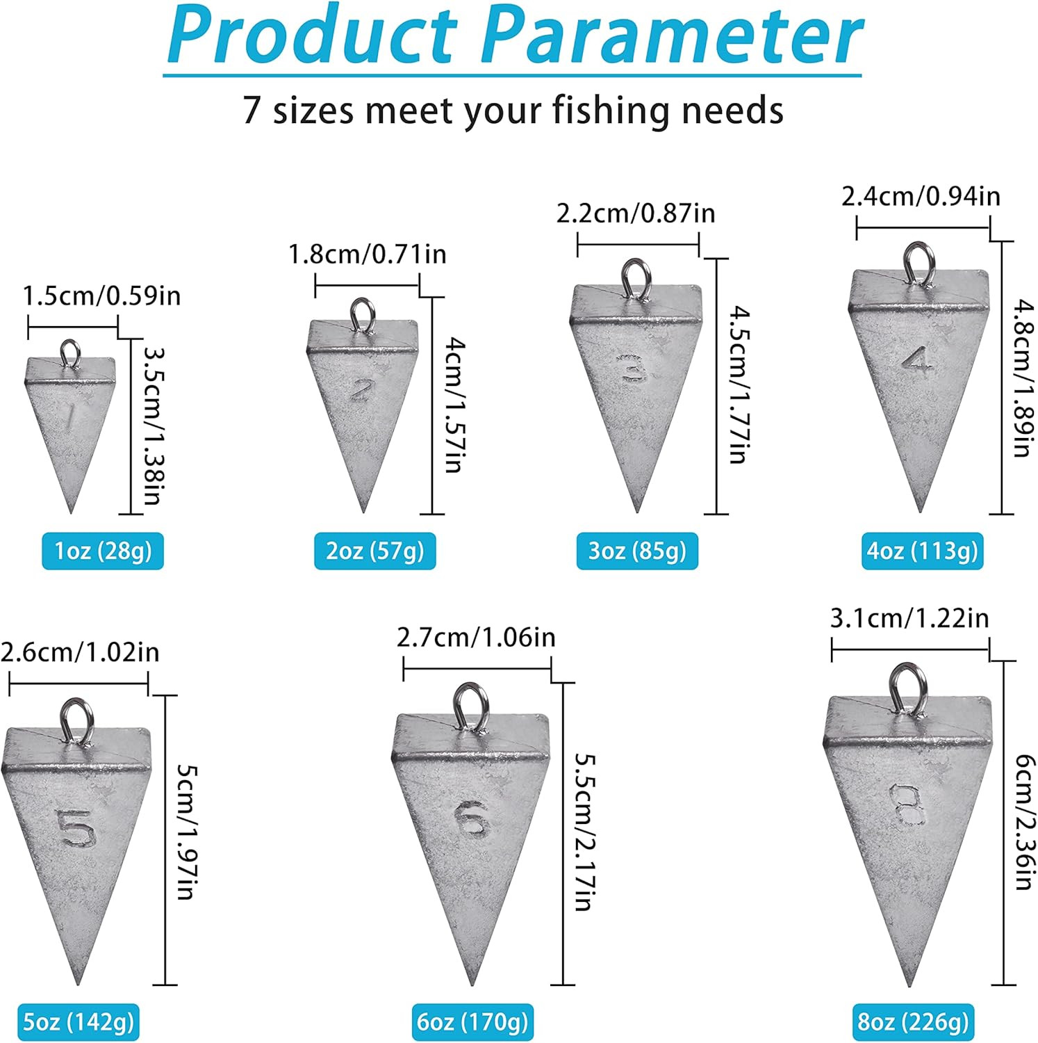Pyramid Sinkers Fishing Weights Saltwater Bullet Fishing Weights Pyramid Sink...
