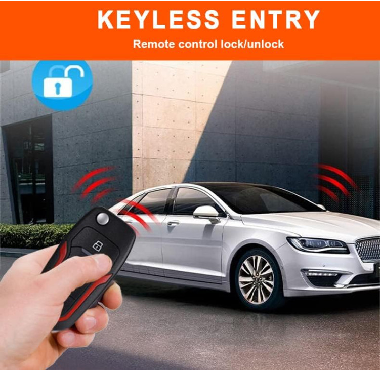 Car Security Alarm System Keyless Entry Remote Start Push Button Auto-Lock