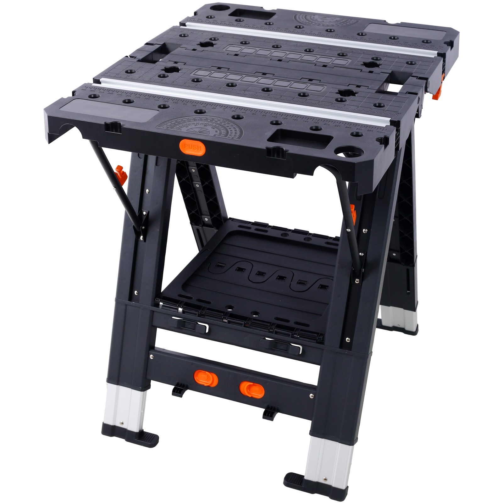 Portable Folding Work Table, 2-in-1 as Sawhorse & Workbench, Large Load Capacity