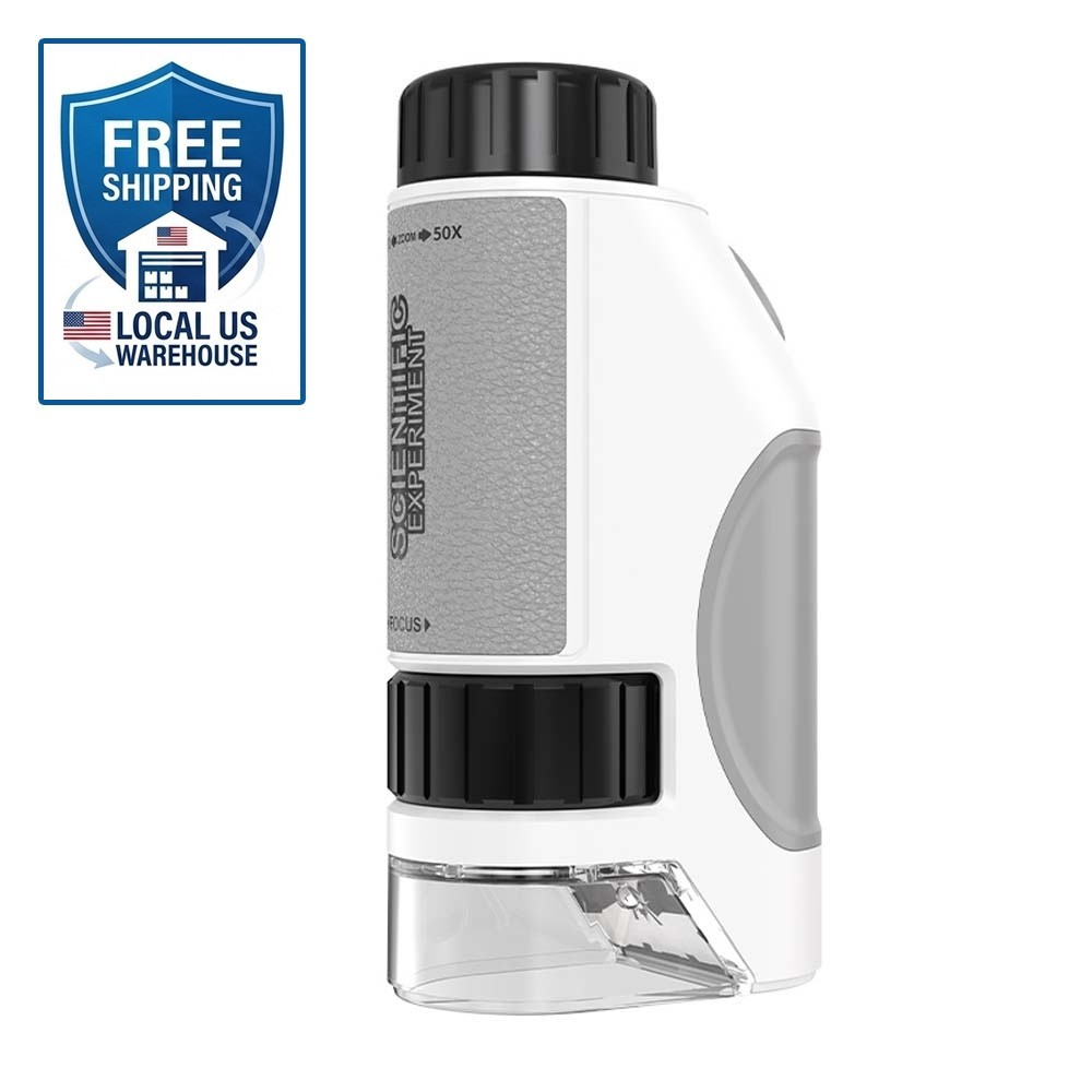 Kids Handheld Mini Microscope, 50X-300X Portable Optical Microscope with LED/UV