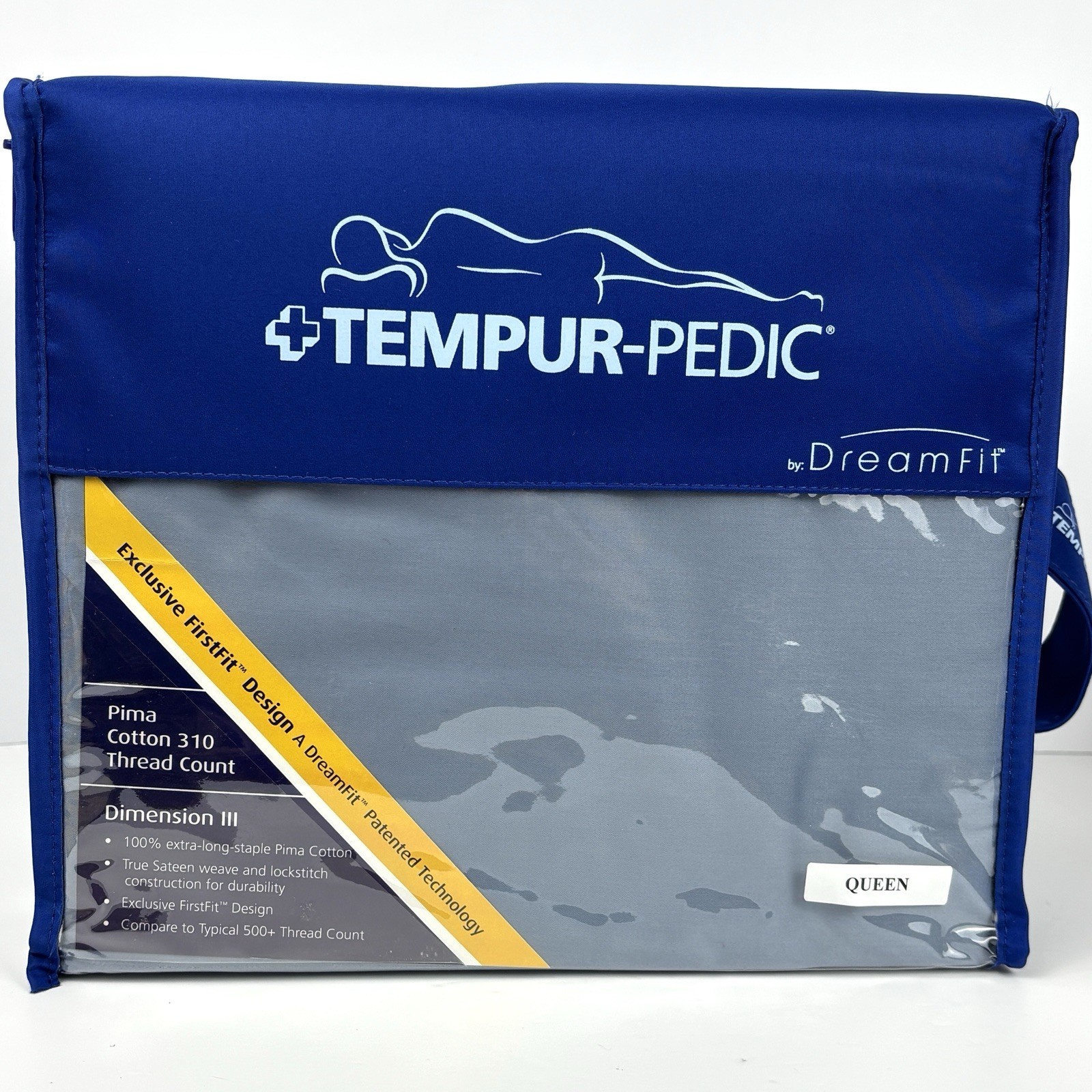 Tempur-Pedic DreamFit Queen Sheet Set Blue Pima Cotton 310TC New 1 Pillowcase