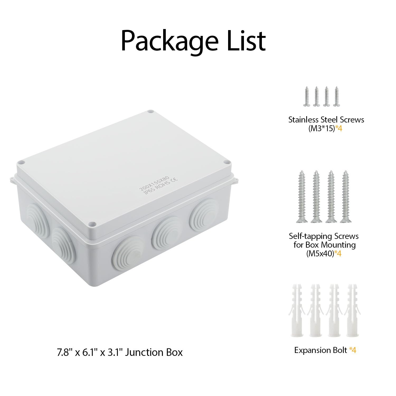 LeMotech ABS Plastic Dustproof Waterproof 7.8" x 6.1" x 3.1" (1pc), white