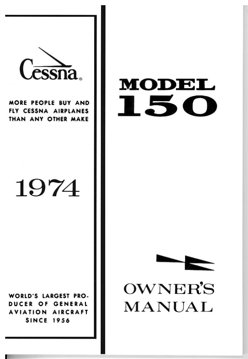 New 1974 Cessna 150 Aircraft Owner's Manual p/n D1013-13, w/ Supplement D5139-13