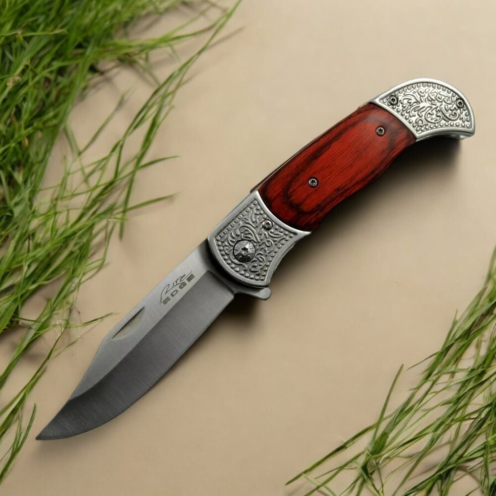 SPRING ASSIST FOLDING POCKET KNIFE Silver Blade Wood Engraved Steel 300386-WD