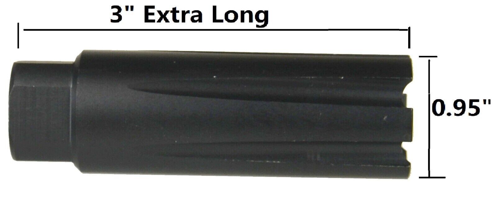 Low Concussion Linear Muzzle Brake Compensator for 9mm 1/2x36 TPI, 7075 T6 Black